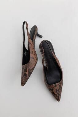 NEW COLLECTIVE women's delilah snake skin leather kitten heels in brown